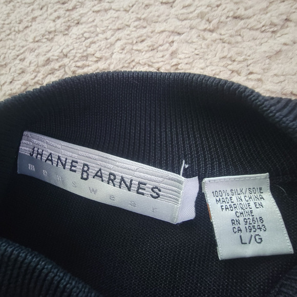 JHanes Barnes Mens L Silk Mock Neck Pullover Sweater Black - Picture 8 of 9